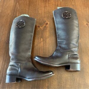 Tory Burch Keaton Chocolate Brown Leather Boots. Size 6.